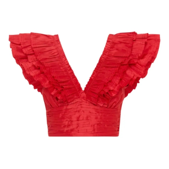 NWT- Aje Rhythmic Frill Bodice & Tiered Mini Skirt Set- Red - Picture 4 of 15